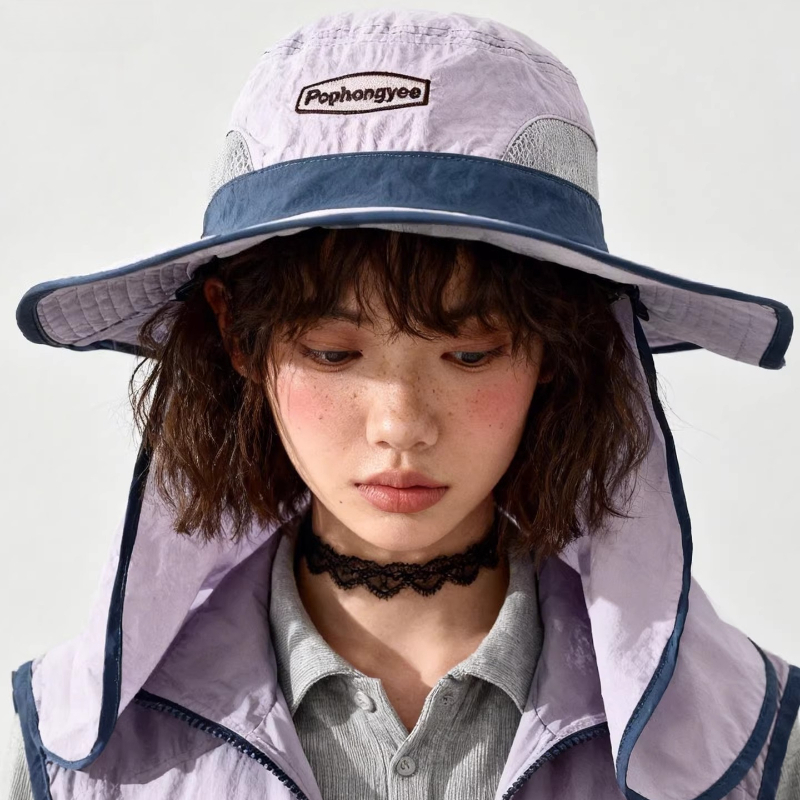 Camping Outdoor Quick Drying Sun Neck Protection Cap Hat - Модные быстросохнущие панамы с контрастной строчкой