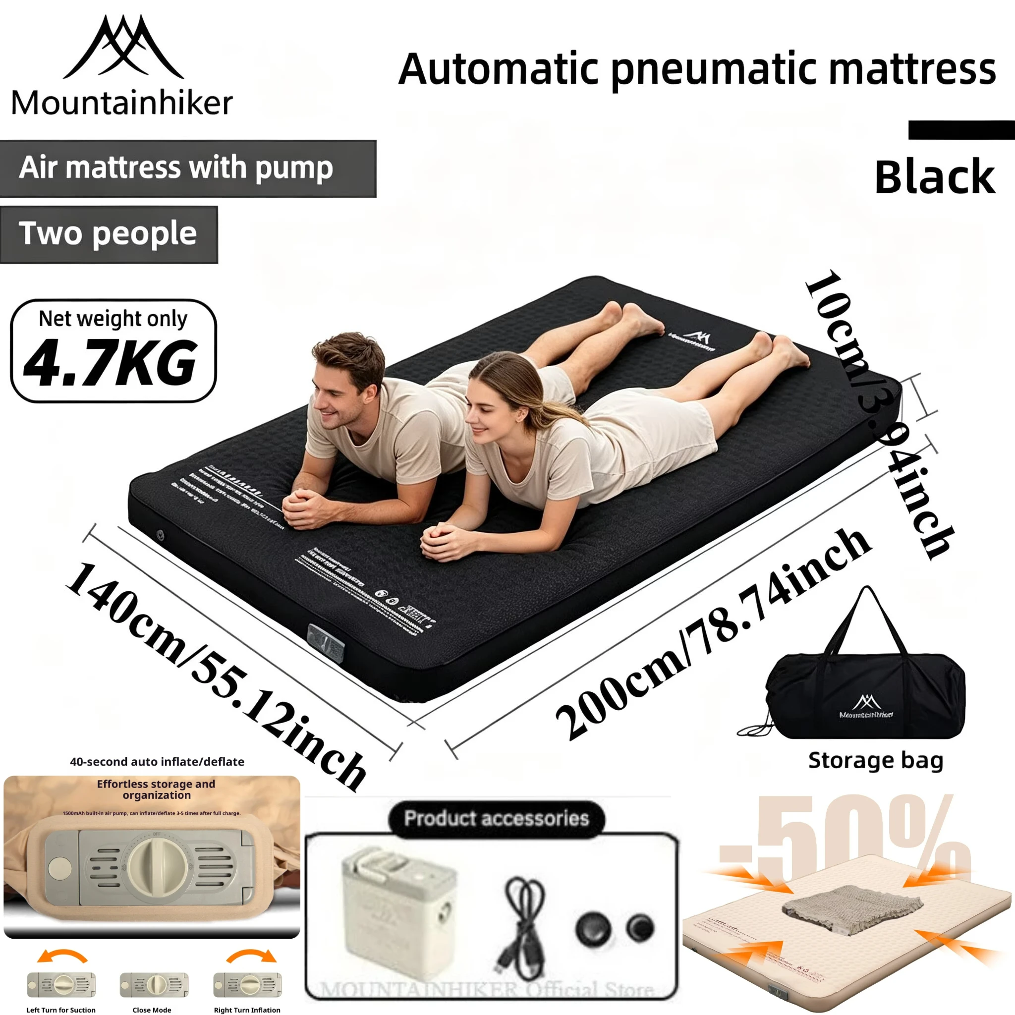 Outdoor Inflatable Camping Tent With Air Pump - Надувной матрас MOUNTAINHIKER Cheese Camp Bed