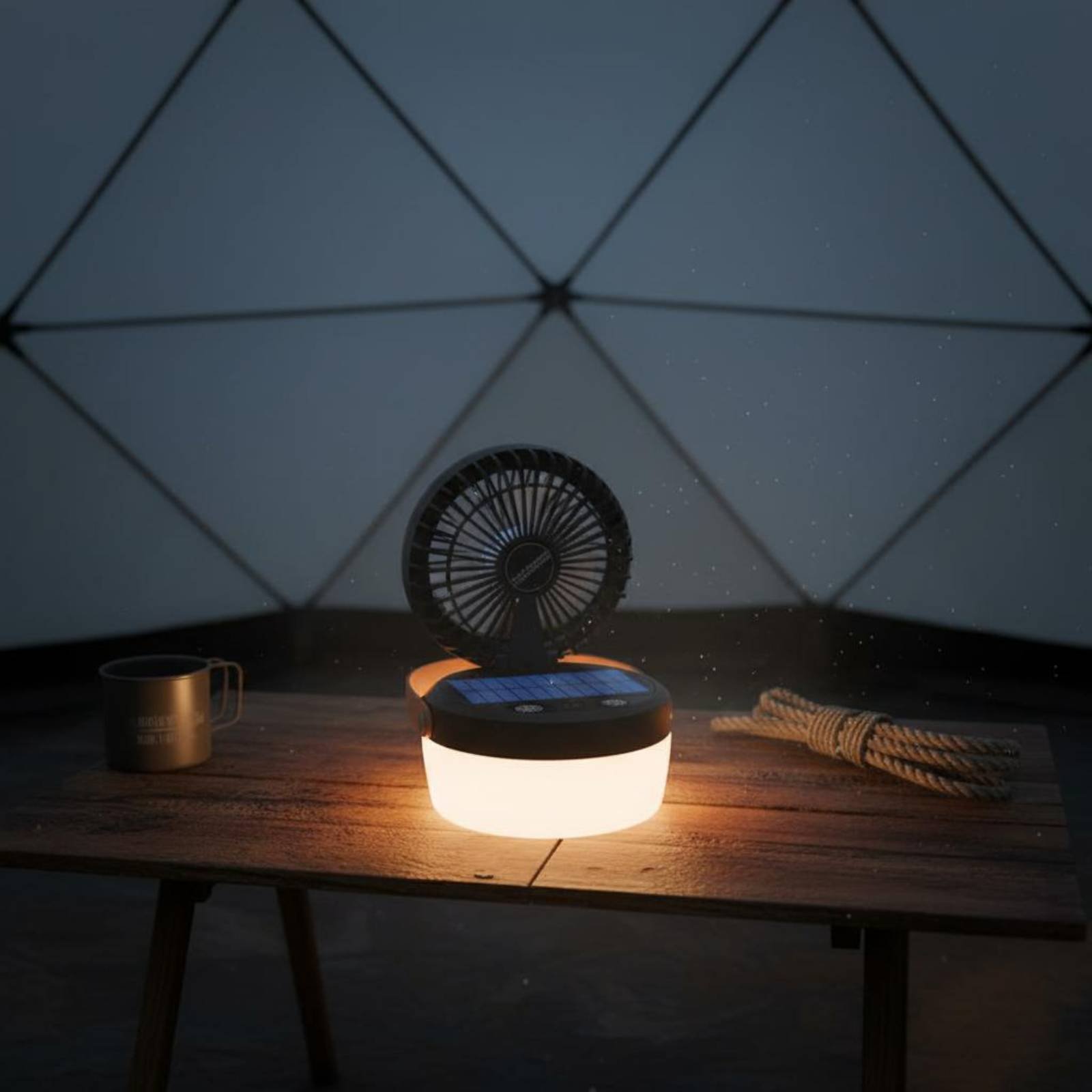 Outdoor Camping Gear - Солнечный кемпинговый вентилятор-фонарь: складная конструкция, три