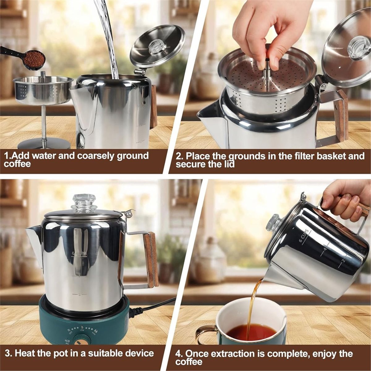 Camp Percolator Coffee - Перколятор на 6 чашек, кофейник из