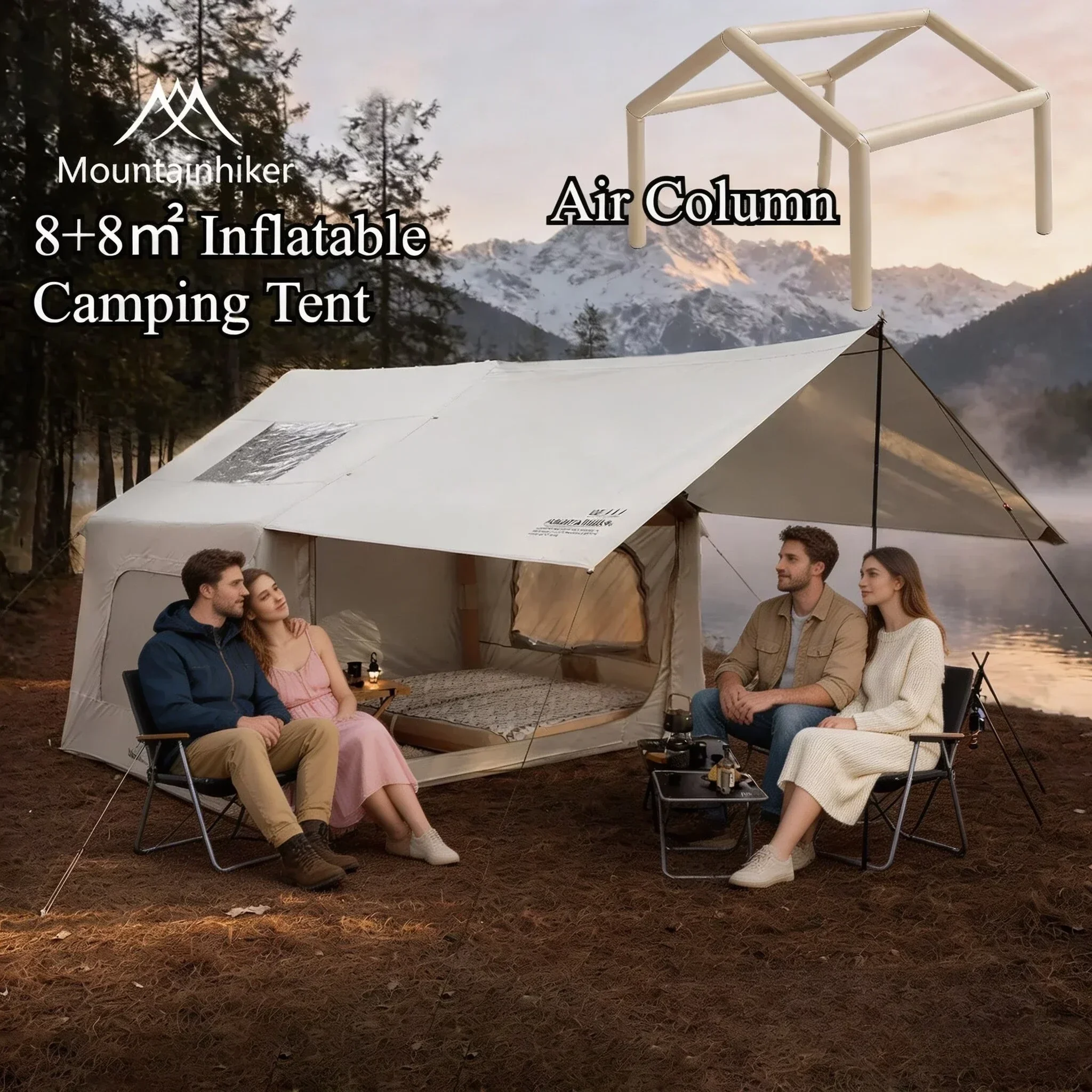 8+8 ㎡   Надувная палатка для к – обзор и цена Outdoor Inflatable Camping Tent With Air Pump