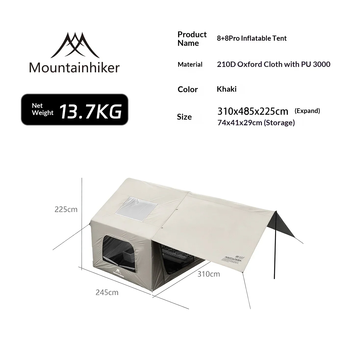 8+8 ㎡   Надувная палатка для к – обзор и цена Outdoor Inflatable Camping Tent With Air Pump