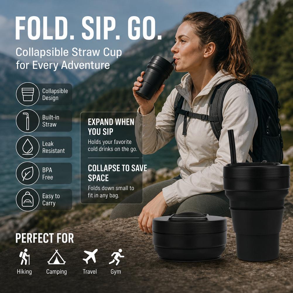 Складная силиконовая кофейная  – обзор и цена Collapsible Water Bottle